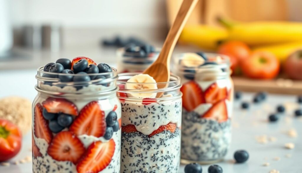 Kreative kombinationer af overnight oats med chia og frugter