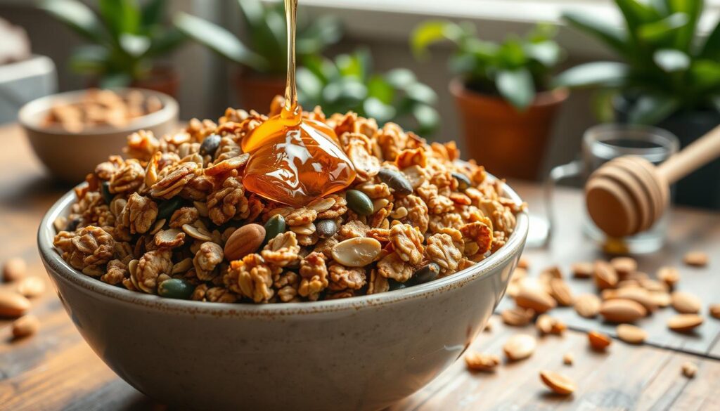 knasende granola med honning
