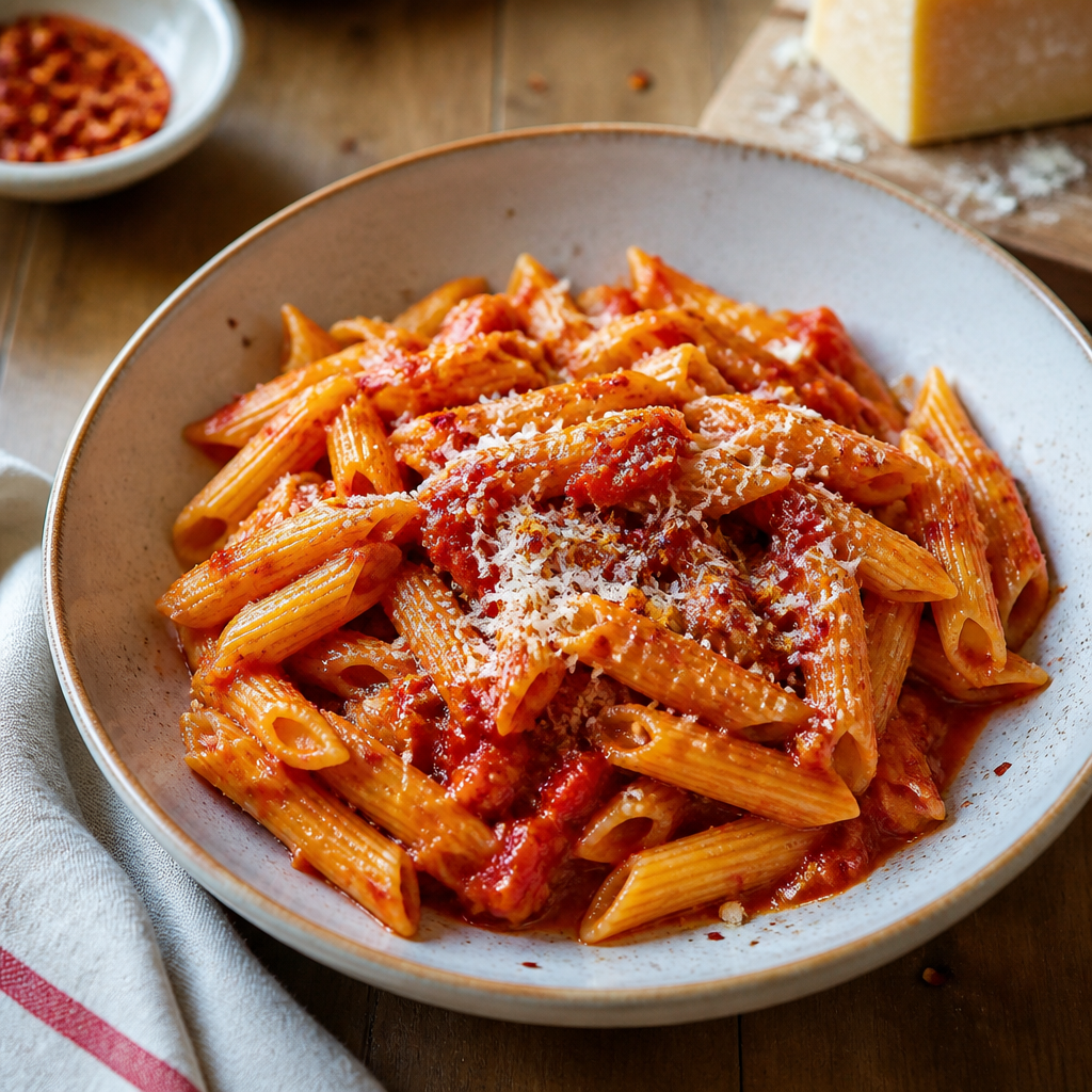 Krydret Pasta Arrabiata med tomatsauce og chili