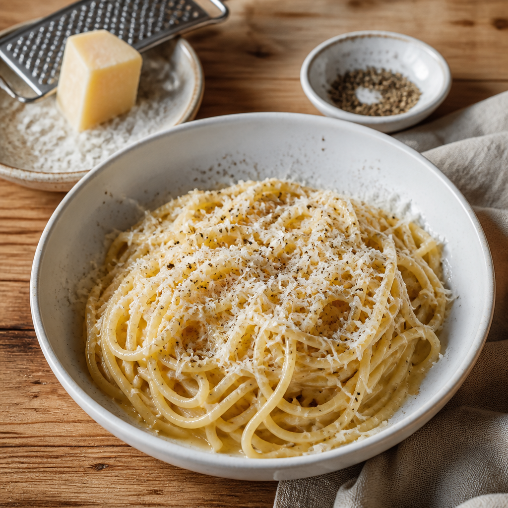 Cacio e pepe pasta med Pecorino Romano og sort peber