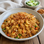 Nasi goreng med kylling, rejer og friske grøntsager