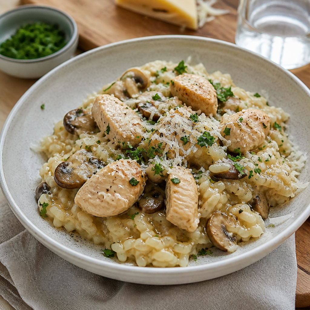 Cremet risotto med kylling og parmesan