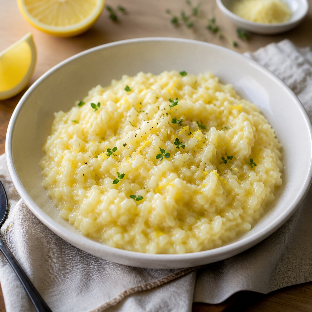 Cremet risotto med citron og revet parmesan