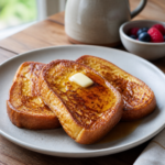 Gyldne og sprøde French toast med bær og sirup